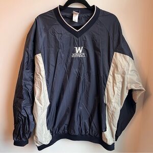 Navy and White Wingate Football Windbreaker Pullover